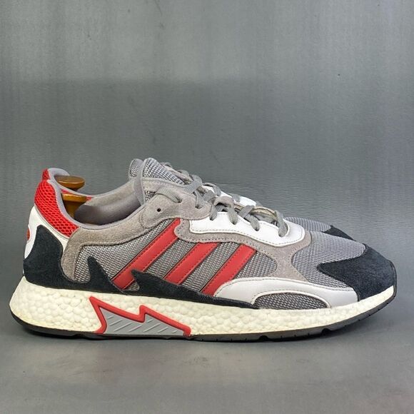 adidas Tresc Run Grey Scarlet Core Black sneaker shoes mens size 13 - Picture 1 of 10